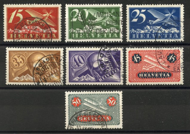 1923/37 - SVIZZERA - LOTTO/40655 - POSTA AEREA  SOGGETTI VARI 7v. - USATI