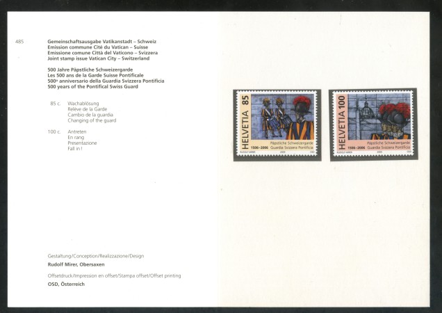 2005 - SVIZZERA - CENTENARIO GUARDIA SVIZZERA 2v. - NUOVI - FOLDER -  LOTTO/37459F