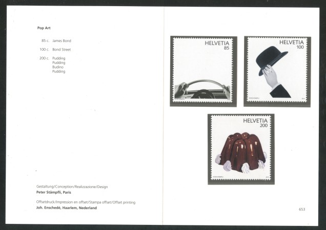 2012 - SVIZZERA - LOTTO/37813F - POP ART 3v. - NUOVI - FOLDER