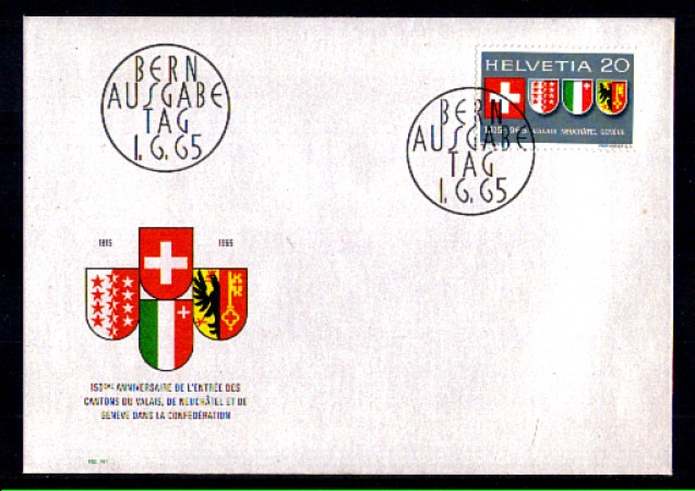 1965 - LOTTO/SVI752FDC - SVIZZERA - NUOVI CANTONI  - BUSTA FDC