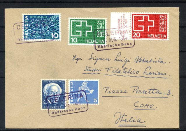 1964 - SVIZZERA - LOTTO/41709 - BUSTA PER L'ITALIA  ANNULLO FERROVIA RETICA