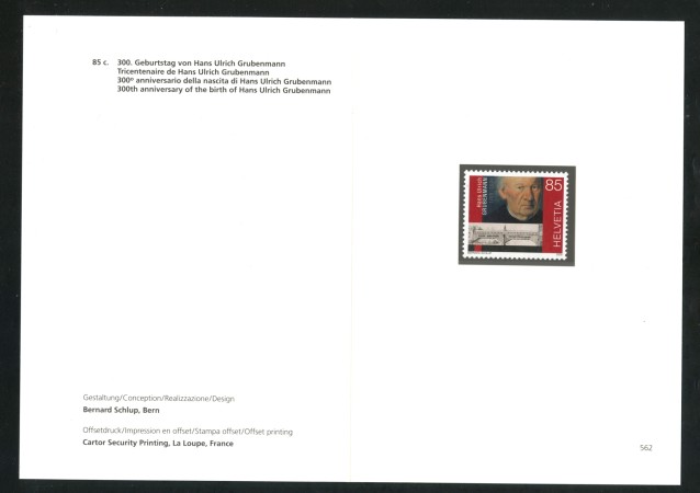 2009 - SVIZZERA - LOTTO/37606F - ULRICHC GRUBENMANN - NUOVO - FOLDER