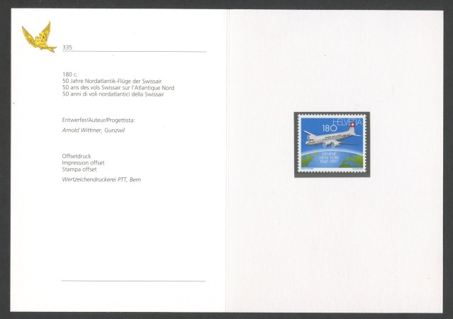 1997 - SVIZZERA - LOTTO/43500F - VOLI NORD ATLANTICI - NUOVO - FOLDER