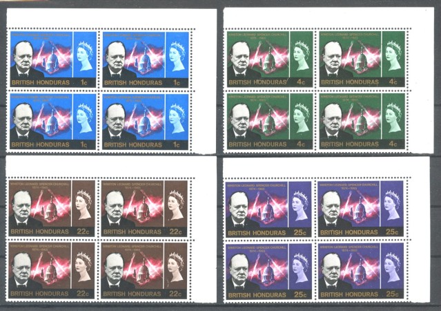 1966 - BRITISH HONDURAS - LOTTO/38929 - WINSTON CHURCHILL 4v. - QUARTINE NUOVI