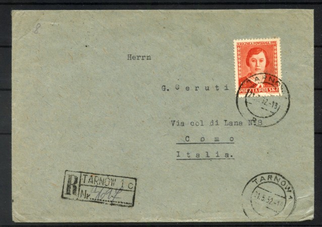 1952 - POLONIA - LOTTO/42726 - BUSTA PER L'ITALIA CENSURATA
