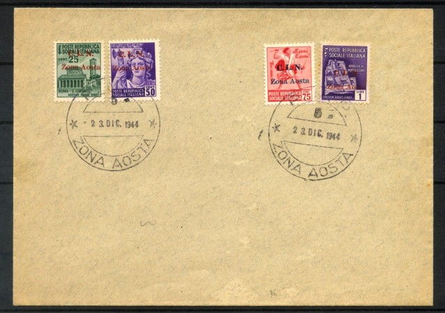 1944 - C.L.N. AOSTA - LOTTO/40127 -  SERIE COMPLETA DI 4V.  SU BUSTA