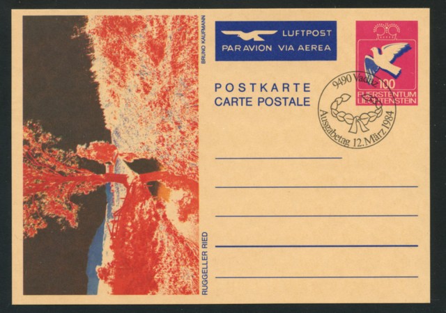 1984 - LOTTO/17139U - LIECHTENSTEIN - 100 r. CARTOLINA POSTALE AEREA - FDC