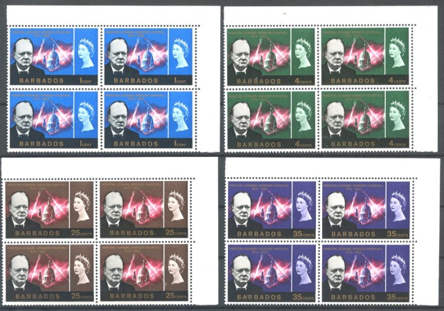 1966 - ISOLE BARBADOS - LOTTO/38833 - WINSTON CHURCHILL 4v. - NUOVI QUARTINE