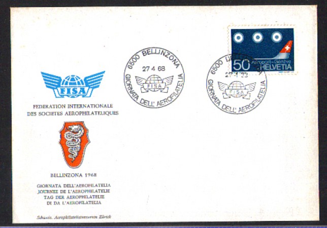 SVIZZERA - 1968 - LBF/3300 - BELLINZONA GIORNATA DELL'AEROFILATELIA