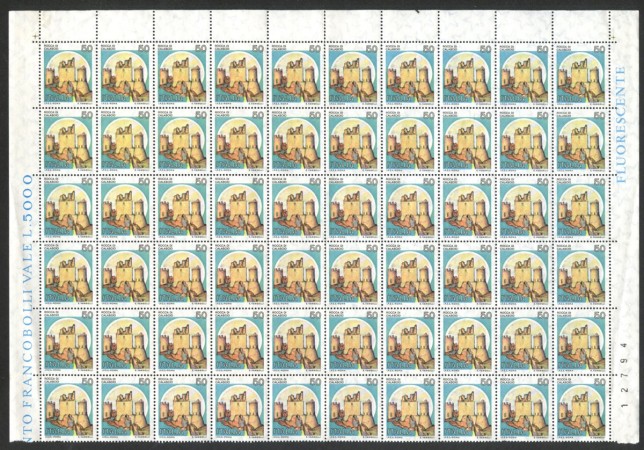 1980 - REPUBBLICA - LOTTO/43622 - 50 LIRE  ROCCA DI CALASCIO - BLOCCO DI 60 FRANCOBOLLI NUOVI