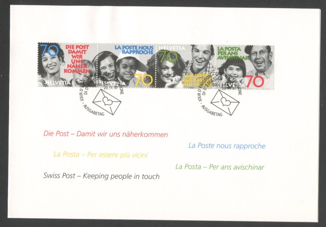 1997 - SVIZZERA - LOTTO/43508F - LA POSTA 4v . USATI FDC - FOLDER