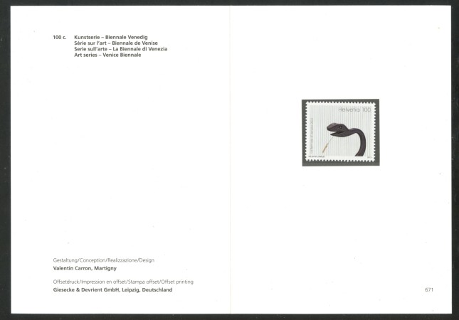 2013 - SVIZZERA - LOTTO/37831F - BIENNALE DI VENEZIA - NUOVO - FOLDER