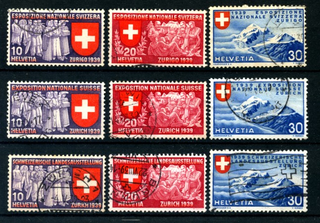 1939 - LOTTO/22837 - SVIZZERA - ESPOSIZIONE NAZIONALE 9v.- usati