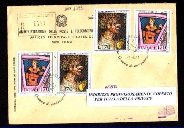 1977 - LBF/1399 - REPUBBLICA - ARTE ITALIANA - BUSTA RACC. FDC
