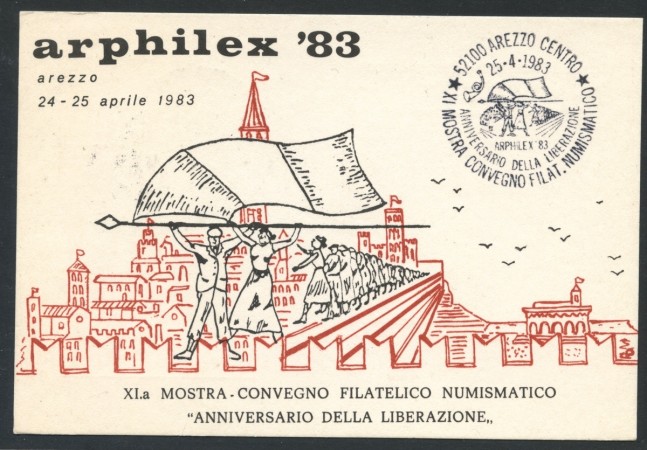 1983 - REPUBBLICA - AREZZO - ANNIVERSARIO LIBERAZIONE - CARTOLINA - LOTTO/27795