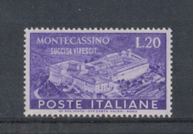 1951 - LOTTO/6145 - REPUBBLICA - 20 LIRE ABBAZIA DI MONTECASSINO