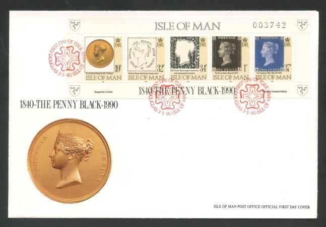 1990 - ISOLA DI MAN - LOTTO/41835 - FASI DI CREAZIONE DEL FRANCOBOLLO FOGLIETTO - BUSTA FDC