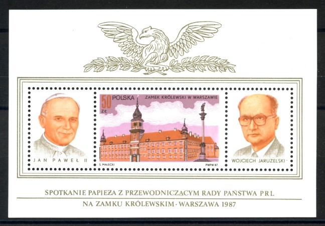 1987  - POLONIA -  LOTTO/35979 -  PALAZZO REALE  PAPA G.PAOLO II° E  JARUSELSKI  - FOGLIETTO NUOVO -