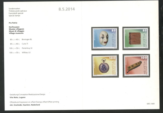 2014 - SVIZZERA - LOTTO/37855F - PRO PATRIA 4v. - NUOVI - FOLDER
