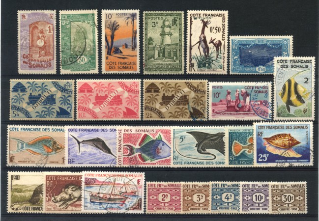 1959/65 - LOTTO/22145 - COSTA DEI SOMALI - 25 FRANCOBOLLI DIFFERENTI