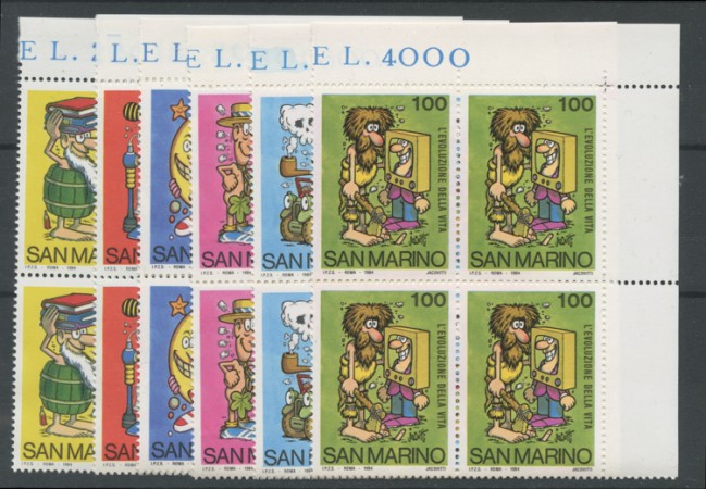 1984 - SAN MARINO - SCUOLA E FILATELIA - QUARTINE NUOVI - LOTTO/8049Q