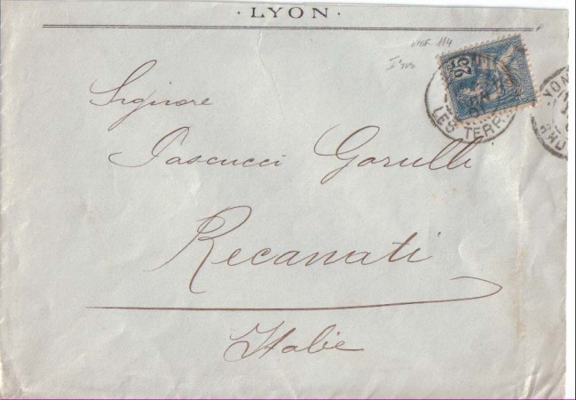 1901 - LBF/2291  - FRANCIA - 25c. SU BUSTA