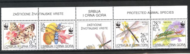 2004 - SERBIA MONTENEGRO - LOTTO/37635 - NATURA INSETTI 4v. - NUOVI