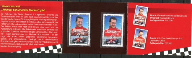 2007 - AUSTRIA - MICHAEL. SCHUMACHER - FOLDER 2 v. - NUOVO - LOTTO/33406