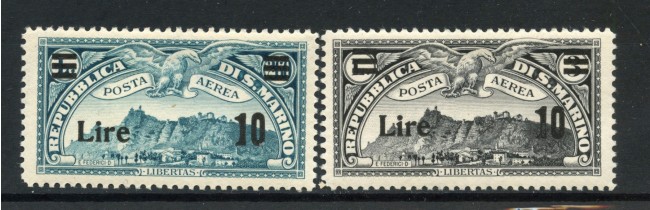 1942 - SAN MARINO - POSTA AEREA - FRANCOBOLLI SOVRASTAMPATI 2v. - NUOVI T/L - LOTTO/32754