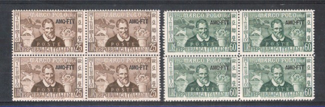1954 - LOTTO/10387QCPN - TRIESTE A - MARCO POLO QUARTINE NUOVE