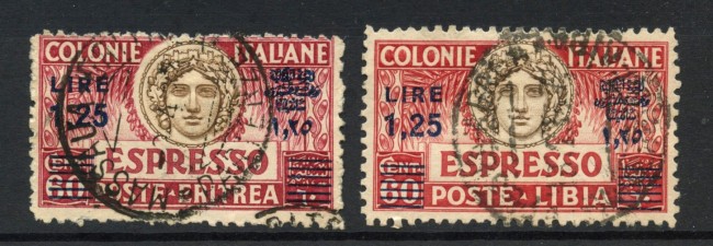 1927/1936 - ERITREA/LIBIA - LOTTO/43592 - ESPRESSO 1,25 SU 60 CENT. USATI