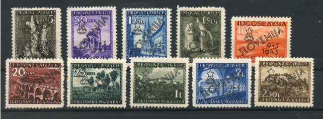 1945 - LUBIANA  - LOTTO/47888 - AMMINISTRAZIONE JUGOSLAVA 10V. LINGUELLATI