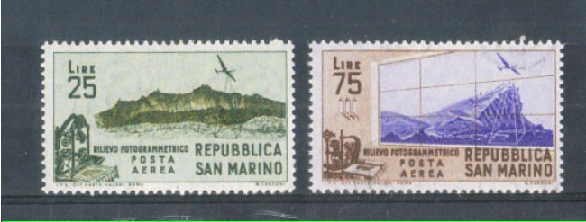 1952 - LOTTO/RSMA110CPL - SAN MARINO - AEREA RILIEVO FOTOGRAMMETRICO 2v. LING.