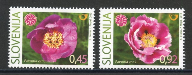 2010 - SLOVENIA - FIORI  PEONIE  2v. - NUOVi - LOTTO/34447