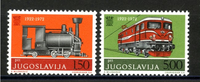 1972 - JUGOSLAVIA - UNIONE FERROVIE  2v. NUOVI - LOTTO/34807