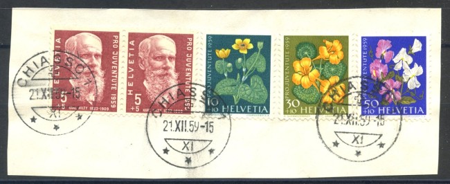 1959 - LOTTO/39429 - SVIZZERA - PRO JUVENTUTE 5v. - USATI