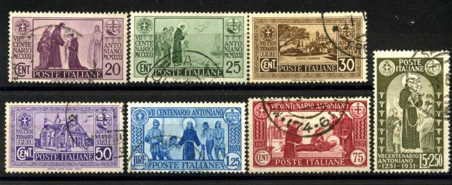 1931 - REGNO - LOTTO/40037 - S. ANTONIO 7v. - USATI