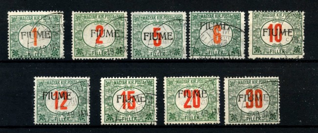1918 - FIUME - LOTTO/48321 - SEGNATASSE SOPRASTAMPATI  9v. USATI