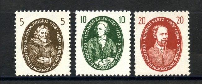 1957 - GERMANIA DDR - SCIENZIATI FAMOSI 3v. - NUOVI - LOTTO/36141