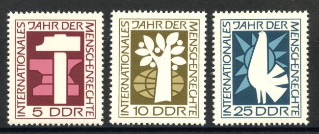 1968 - GERMANIA DDR - DIRITTI DELL'UOMO 3v. - NUOVI - LOTTO/36268