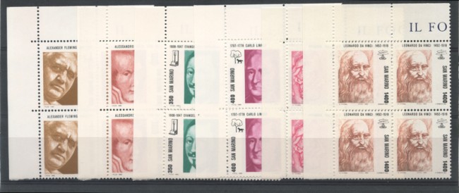 1983 - LOTTO/8033Q - SAN MARINO - SCIENZIATI 6V.- QUARTINE NUOVI