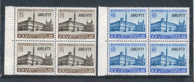 1954 - LOTTO/10374QCPN - TRIESTE A - PATTI LATERANENSI  QUARTINE