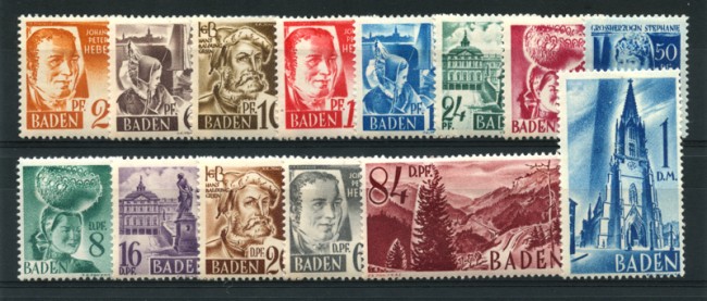 GERMANIA - BADEN - 1948 - LOTTO/16240 -  PERSONALITA 14V. - LING.