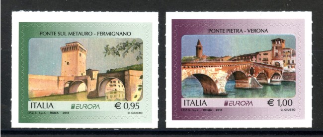 2018 - REPUBBLICA - EUROPA PONTI 2v. - NUOVI - LOTTO/37037