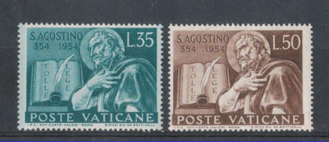 1954 - LOTTO/5841 - VATICANO - SANT'AGOSTINO 2v. NUOVI