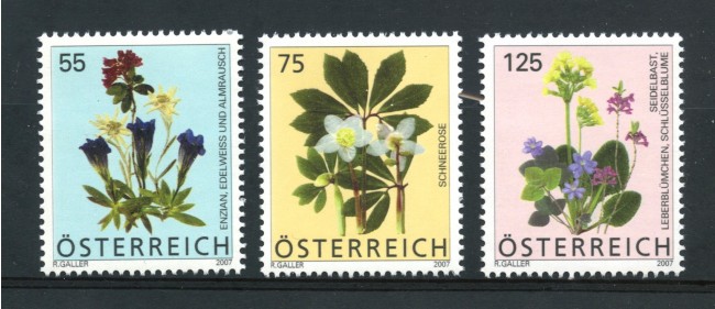 2007 - AUSTRIA - FIORI DELLE ALPI 3v. - NUOVO - LOTTO/33368