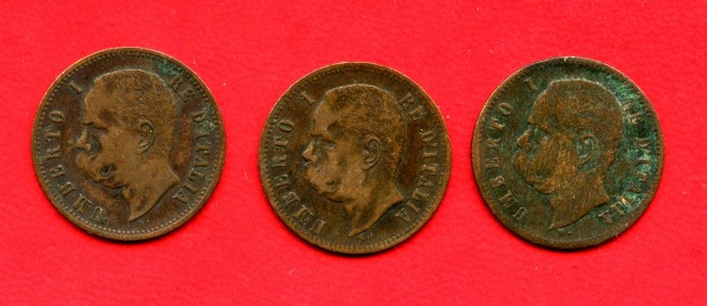 1897/1900 - REGNO - LOTTO/M42904 - 2 CENTESIMI  RE UMBERTO I°  3 ESEMPLARI  DIVERSE DATE