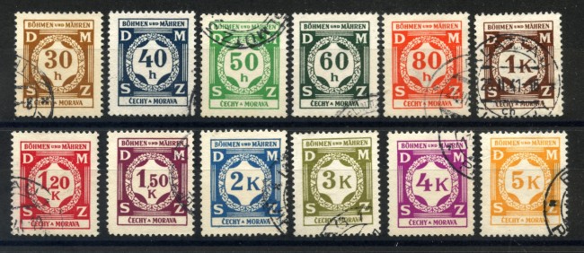 1941 - BOEMIA E MORAVIA - LOTTO/38653 - SERVIZIO 12v. - USATI