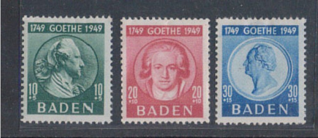 GERMANIA - BADEN - 1949 - LOTTO/5125 - GOETHE
