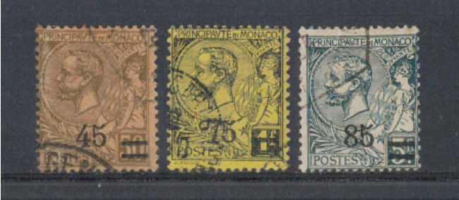 1924 - LOTTO/8500U - MONACO - SOPRASTAMPATI 3v. USATI